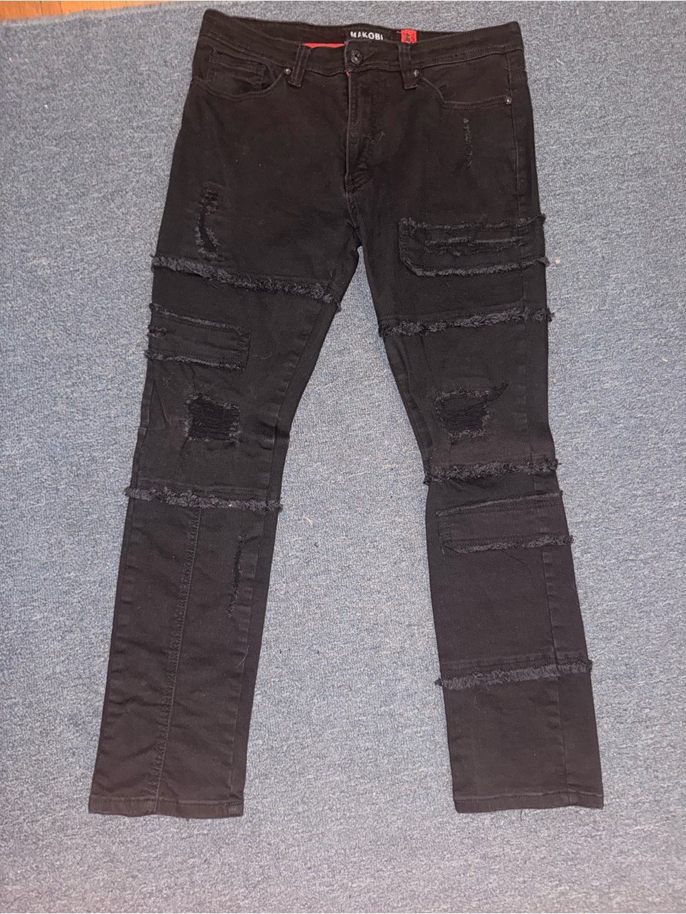 Men’s Black Distressed Slim Jeans